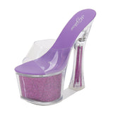 Zingj New Korean Version Of The Nightclub Car Model Shoes Super High Heels Thick Heel Waterproof Platform Sandals Transparent Crystal