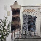 Shooting Sexy Sling Dress Girl Summer Babes Thin With Chest Cushion Lotion Side Ribbon Mesh Vest Dress