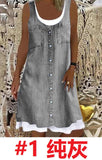 Women's 2025 Summer New Fashion Imitation Denim Vest Casual Print Sleeveless