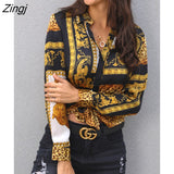 Spring Women Elegant Party Loose Button Shirt Turn-down Collar Female Leopard Print Knot Front Long Sleeve
