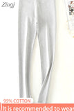 Women's Winter Leggings with Fleece Grey High Waist Soft Trousers Casual Stretch Thermal Slimming Warm Leggings for