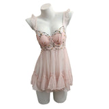 New Summer Pure Breast With Chest Pad Lace Embroidery Slings Sexy Mesh Homewear