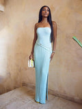 Spring/Summer New Hot Fashion Style Twisting Flower Fork Long Wool Dress