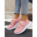 Casual Sports Single Shoe Lace Mesh Breathable Sports Single Shoes Women's Shoes Light Flat Bottom