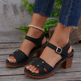 Retro Casual Roman Style Round-Headed Women's Shoes New Hollow Breathable Flat Buckle