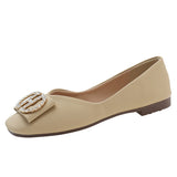 Head Shallow Single Shoes Women's Fashion New Korean Version Of The Female Soft-Soled Shoes Flats Leisure With Diamond Bean Women's