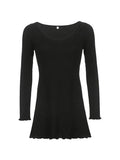 Simple Knitted Long Sleeve Mini Dress- Outfit