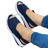Women's Shoes Large Summer New Thick-Soled Simple Women's Single Shoes Magic Stick Casual Fish Mouth Sandals
