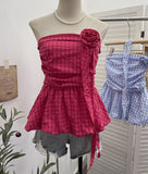 Lattice Tset Bra Sling Sling Vest Sleeveless T-Shirt Twive Tidal Twives Fluttering With Flower Top Woman