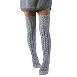 Zingj Color Twist Over The Knee Knitting Pile Pile Socks Female Pure Color Long Tube Knitting Wool Socks