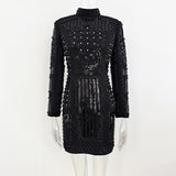 2025 New Fashion Heavy Industry Diamond Nail Pearl Relide Relentight Dress Small