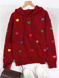 And Winter Women's Sweater Fashion Color Love Hooded Long-Sleeved Knitted