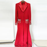 Star Fashion Heavy Industry Nails And Studded Suit Dress Dress Fishtail