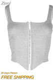 Single-Breasted Button Square Collar Sexy Tank Top Backless Summer Women Asymmetrical Top Night Club White Cropped