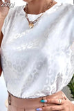 Short Sleeve Tops Fashion Leopard Print Blouse O-neck Women Shirts Casual Streetwear 2023 Loose Jacquard Clothes