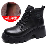 Kraft With Martin Boots Girl Autumn And Winter Leather Two Cotton Boots Children Thick And Loose Cake Single Boots Retro