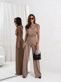 Women's Spring And Summer New Fashion Casual Pure Color Irregular Short-Sleeved