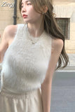 Women Cropped Sexy Solid All-match Autumn New Chic Y2k Sleeveless Teens Girlish Holiday Korean Style Simple Slim