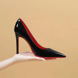 Black High-Heeled Women's Fine Heel Sexy Night Scene 2025 Spring And Autumn New Bed Patent Leather Pure Lusty Single