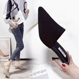 Half-Slippers High Heel Head Women's Summer New Fashion Half-Shoe Single Shoes Fashion Fine Heel Cool