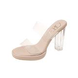 Slippers Women 2025 Summer New One-Word Wearing Fashion Coarse And Transparent Slippers