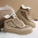 New 2025 Autumn And Winter Korean Version Of Women's Color And Velvet To Help Snow Boots Cotton Shoes To Increase Leisure And