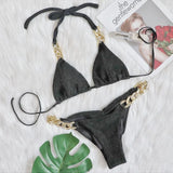 Zingj New Bikini, Gold Diamond Chain Split Swimsuit, Sexy Special Fabric Women's