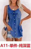 Women's 2025 Summer New Fashion Imitation Denim Vest Casual Print Sleeveless