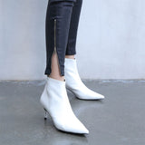 autumn and winter new style with fine pointed high heels Martin boots white boots leather boots Women's boots spring