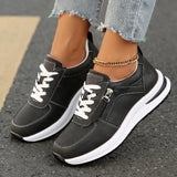 Casual Sneakers Women's 2025 New Fashion Slope And Thick-Soled Tie With Women's Sports Single