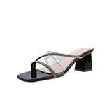 New Women's Style Coarse And Slippers Korean Version Of Simple Fashion Transparent Cool Slippers Outside Wearing The Front Half Slippers