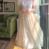 Princess Dress Women Vintage Lace-up Party Long Fairy Dresses for Women 2022 Spring Victorian Wedding Midi Dress