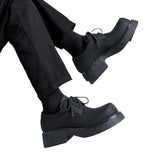 Zingj Sole Single Shoes Men Spring And Autumn Round Head Tie With Heel Cake Men's Shoes Work Black Small Leather Shoes