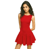 Zingj Women's Wear Summer 2024 New Solid Color Sleeveless Splicing Dress Women's
