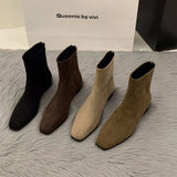 Velvet Velvet Korean Small Ankle Boots Women's Shoes 2025 New Autumn And Winter Plus Velvet Martin Boots Slim Skinny Short