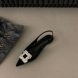 Flat-Bottomed Black-Headed Sandals Fairy Shoes 2025 New Spring And Summer Pointed Drill Temperament Single