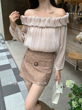 Xixi 13 Lines 2025 Autumn White Standard Commuter Thin High-Waist Temperament PU Short Leather Skirt Woman