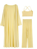 Lazy Wind Loose Long Open Shirt Plus Short Skirt Suit Women's Sling Vest Trousers Three-Piece