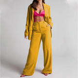 Spot 2025 Spring New Fashion Temperament Lapel Long Sleeves High Waist Trousers Two-Piece