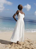 V-Necked Suspension Dresses 2025 Spring New Temperament Elegant Sexy Strap-On Striped Slings Long