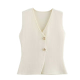Summer Women's New Gold Button Knitted Vest 8726 8727 Personality