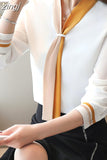 Mujer De Moda 2023 Loose Solid Women Tops and Blouses Elegant Long Sleeve Chiffon Shirt Vintage Women Clothing