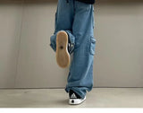 Multi Pockets Vintage Baggy Cargo Jeans-Outfit