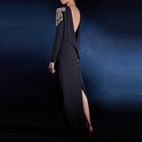 Star Fashion New Heavy Industry Nails Studded Long Dress Dress