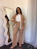 Zingj Spring And Summer New Comfortable Casual Single Breasted Lace Splicing Trousers Shirt Coat