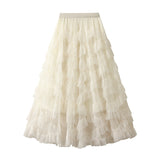 Xian Heavy Industry Lace Net Velopne Pony Half-Body Skirt Thin Umbrella Skirt Elegant Cake Dress Mid-Long Skirt