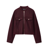 Burst Women's Round Neck Zipper Soft Short Jacket