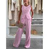 Elegant V-Neck Button-Buttoned Trouser Trousers Set Two-Piece Fashion Set In The Summer Of
