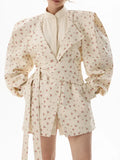 New Broken Flowers Spliced Suit Jacket Women's Cushions Shoulders Show Relaxed And Comfortable Party Commuting
