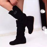 Hot Size 42 Yards 43 Yards Flat Bottom Boots Women's Autumn And Winter New Lace Lace Women Boots